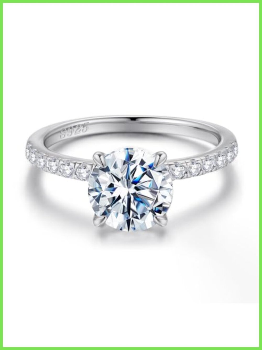 2ct Round Cut Hidden Halo Engagement Ring 925 Sterling Silver Gold Plated